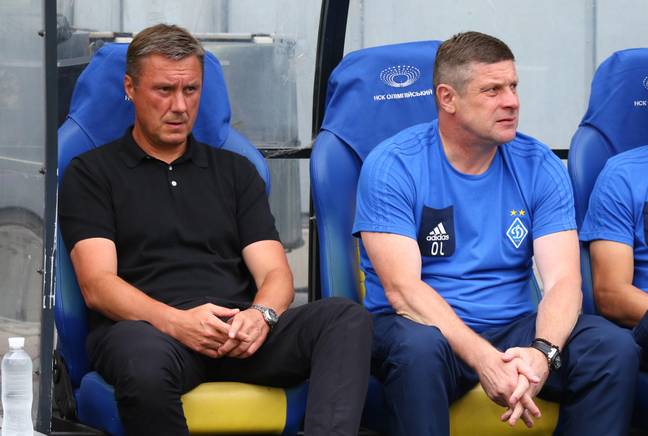 Luzhnyi (right) has moved into coaching after hanging up his boots (Image: PA)