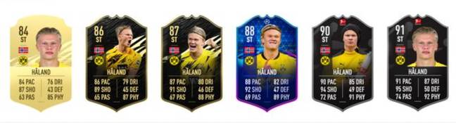 Haaland received eight special cards throughout FIFA 21