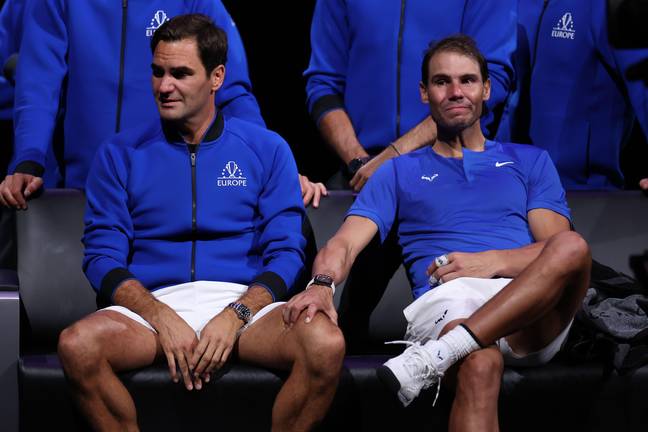 Federer and Nadal were left in tears after the Swiss icon's final match at the Laver Cup (Image: Alamy)
