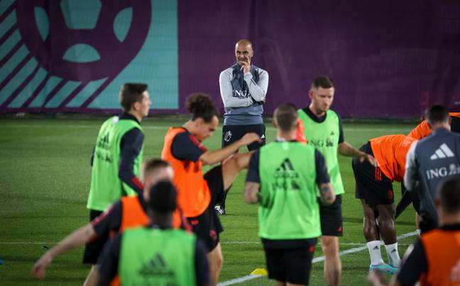 Belgium manager Roberto Martinez overseeing training in Qatar. (Image Credit: Alamy)
