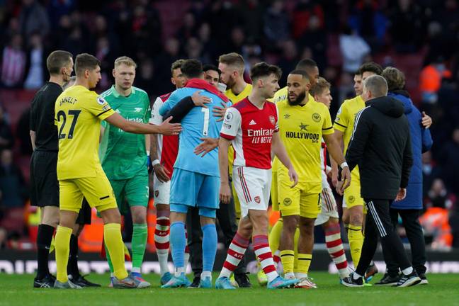 Brentford vs Arsenal is another game with a question mark hanging over it. Image: Alamy