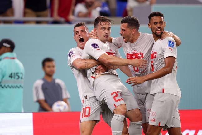 Xhaka captained Switzerland to victory over Serbia at the World Cup (Image: Alamy)