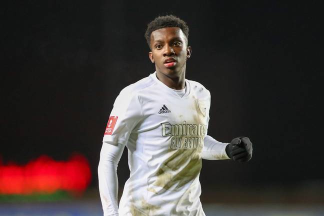Nketiah during the game against Oxford. (Image Credit: Alamy)