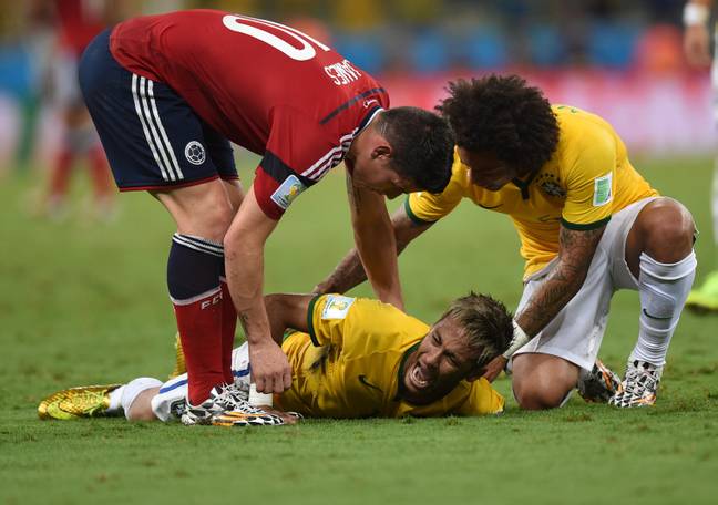 Neymar's World Cup ended with injury in 2014. Image: Alamy