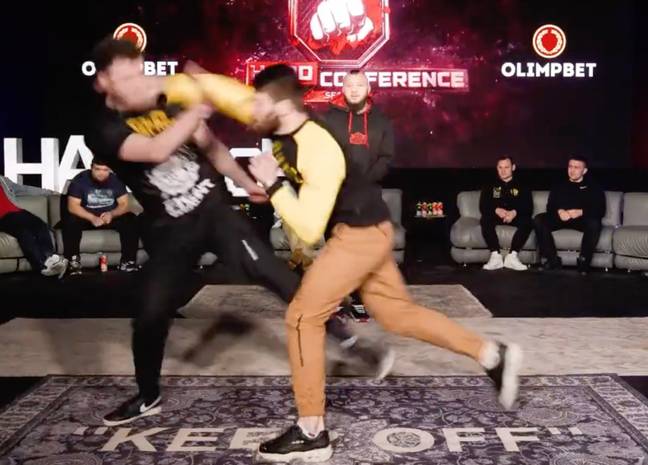 The pair came to blows at an event to promote the Hardcore Fighting Championship (Image: Twitter/HardcoreFightingChampionship)
