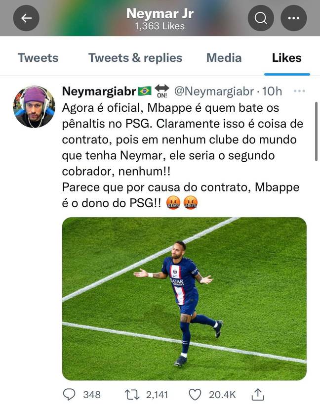 Image credit: Twitter/Neymar