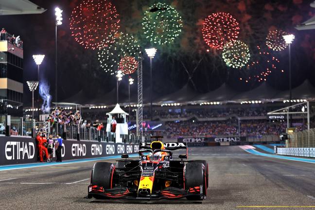 Fireworks going off as Verstappen wins the title. Image: PA Images
