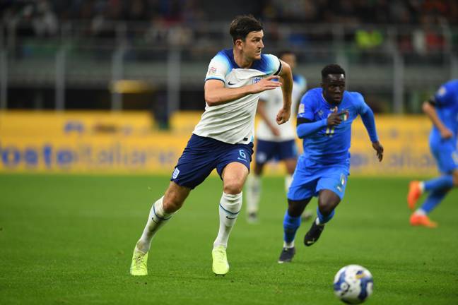 Harry Maguire playing against Italy. (Alamy)