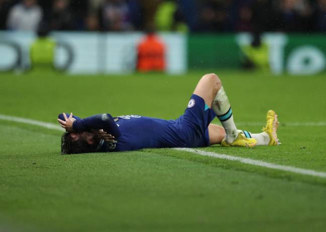 Ben Chilwell of Chelsea pulls his hamstring and cannot continue playing. (Alamy)