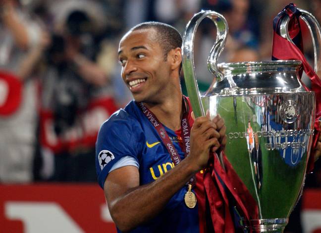 Henry with the Champions League trophy. Image: Alamy