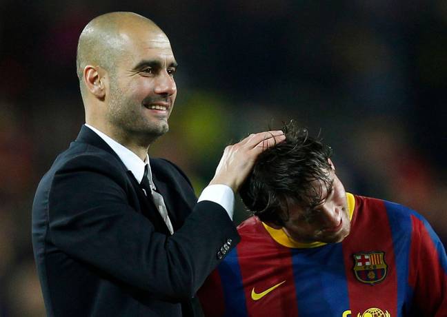Messi and Guardiola during their time at Barcelona. (Image Credit: Alamy)