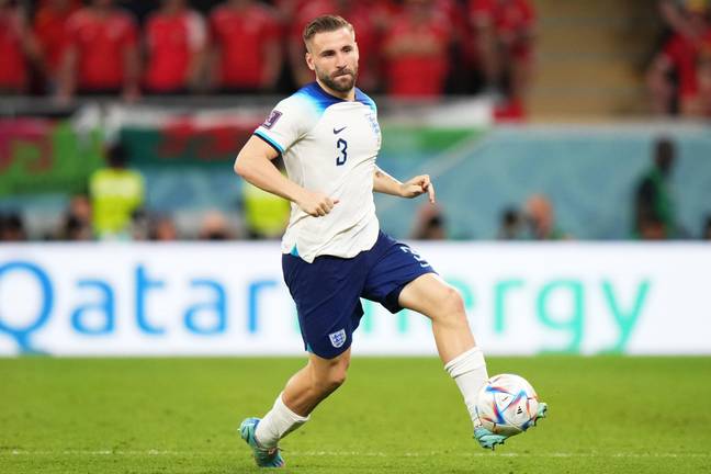 Luke Shaw in action for England at the World Cup. Image: Alamy 