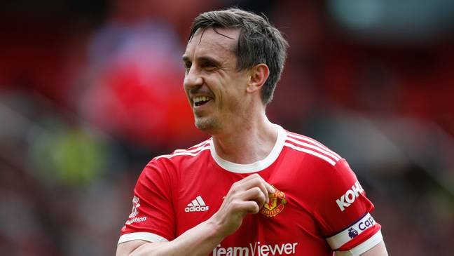 Gary Neville plays in a Manchester United Legends v Liverpool Legends charity fixture (Alamy)