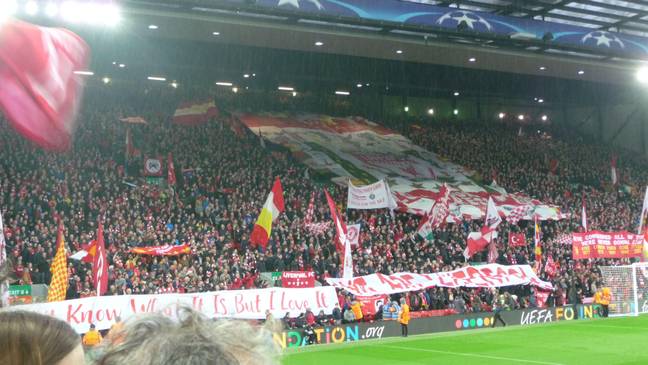 Liverpool fans, officially more intimidating than a few speakers. Image: Alamy