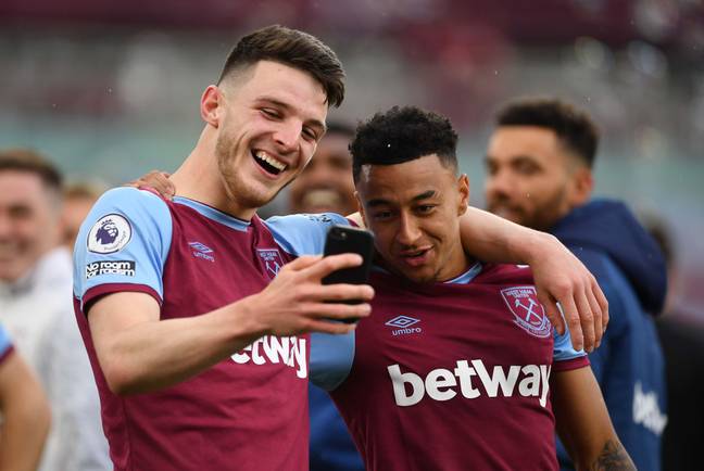 Rice has played with Lingard for West Ham and England (Image: Alamy)