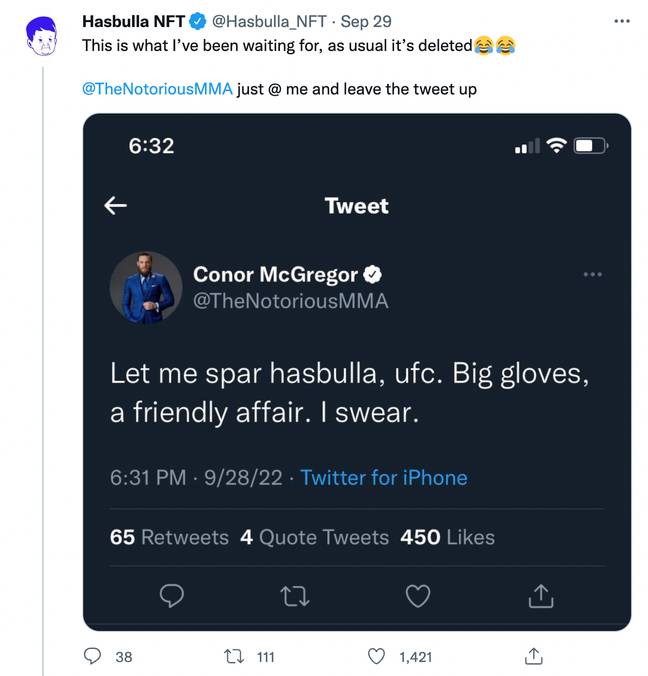 Hasbulla and McGregor's feud continues to escalate. (Image Credit: Hasbulla/Twitter)