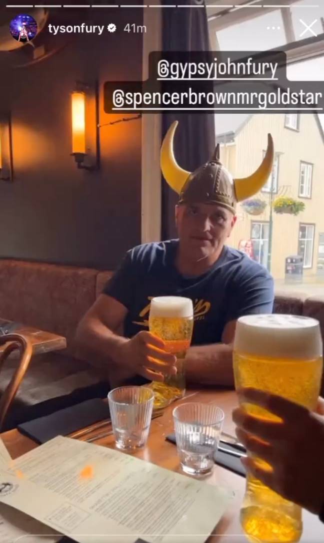 'Viking' John Fury and his pint. (Image Credit: Tyson Fury/Instagram)