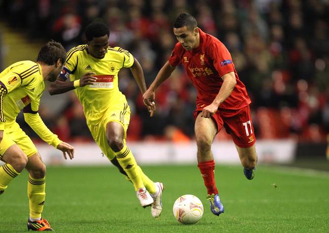 Eto'o playing against Liverpool for the Russian club. Image: Alamy