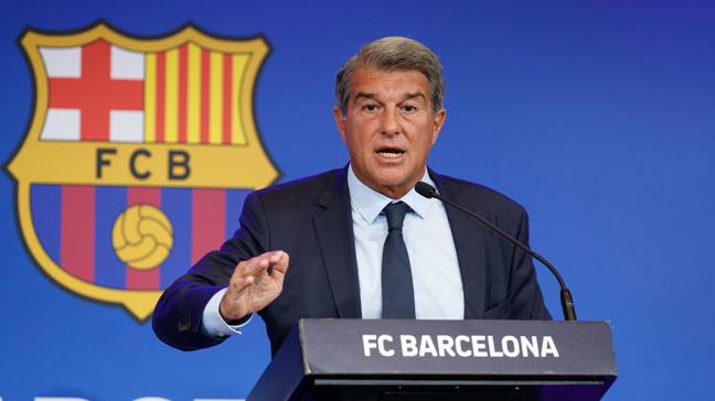 Joan Laporta president of FC Barcelona during a press conference. (Alamy)