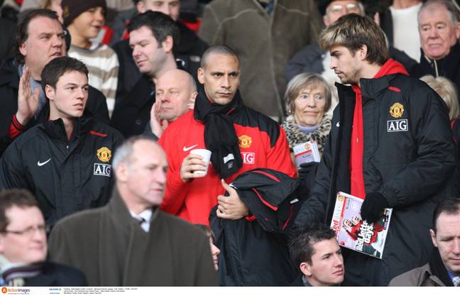 Pique and Ferdinand at Old Trafford (image via: Alamy)