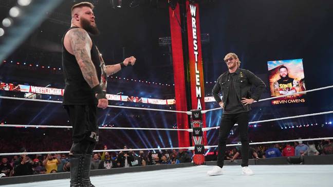Paul at WrestleMania 37, moments before getting stunnered by Kevin Owens. Image: WWE.com