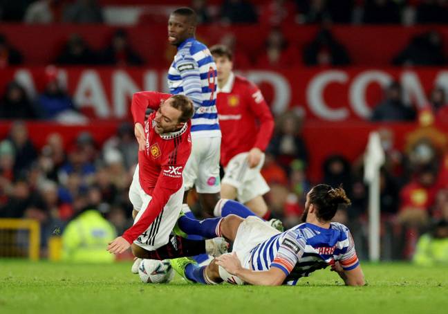 Christian Eriksen will be sidelined from action for Manchester United after Andy Carroll’s sloppy tackle. Credit: Alamy