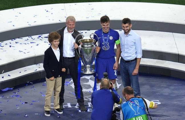 Abramovich with the Champions League trophy last summer. Image: PA Images