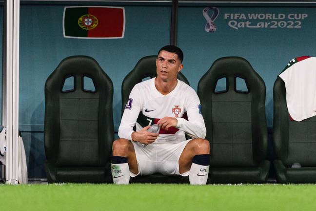 Ronaldo wasn't happy to be taken off vs South Korea. Image: Alamy