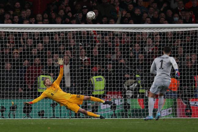 A few years after refusing to be subbed off in a League Cup final, Kepa came on as a substitute, failed to save a single penalty and missed the decisive spot kick. Image: Alamy