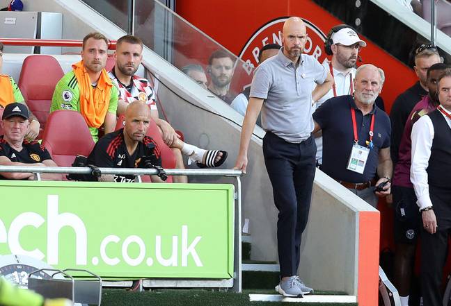 Ten Hag cuts a forlorn figure on the touchline. (Image Credit: Alamy)