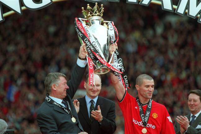 Manchester United legend Roy Keane and Sir Alex Ferguson hoovered up the trophies at Old Trafford. Credit: Alamy