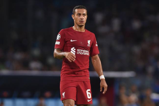 Thiago pictured in Champions League action for Liverpool (Credit: Alamy)