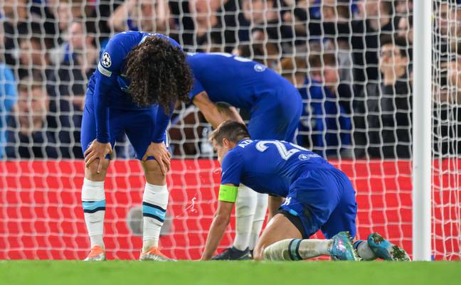 Chelsea players left dejected after conceding a late equaliser against RB Salzburg