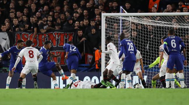 Wesley Fofana scoring his first goal for Chelsea. (Alamy)
