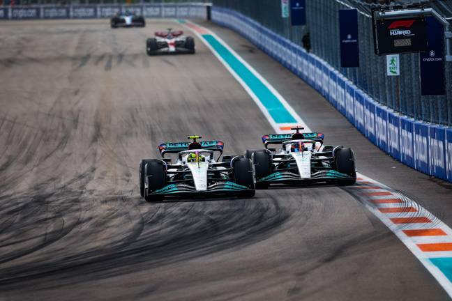 Russell overtook Hamilton late in the race with fresher tyres. Image: PA Images