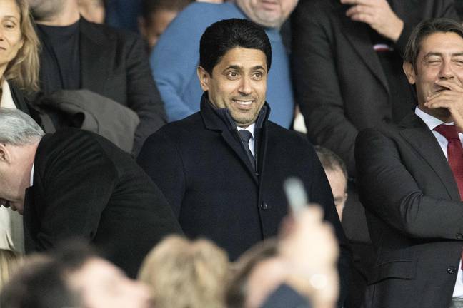 Presidenti i PSG-së, Nasser Al-Khelaifi, nuk ka gjasa të jetë pjesë e ndonjë lëvizjeje për të blerë United. Imazhi: Alamy