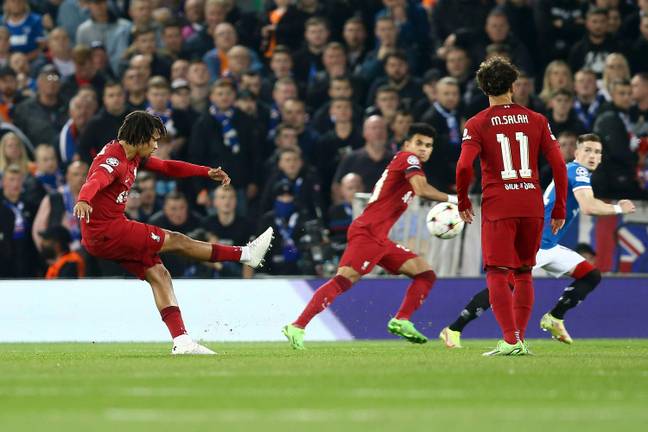 Alexander-Arnold fires in the opener. (Image Credit: Alamy)