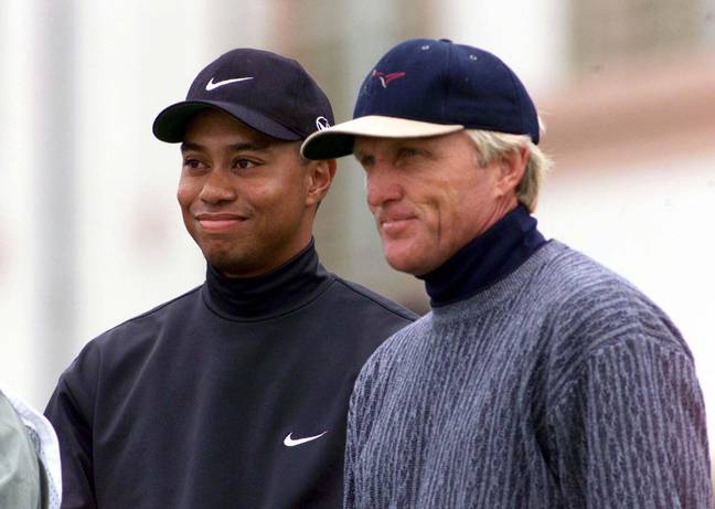 Tiger Woods and Greg Norman. Credit: Alamy
