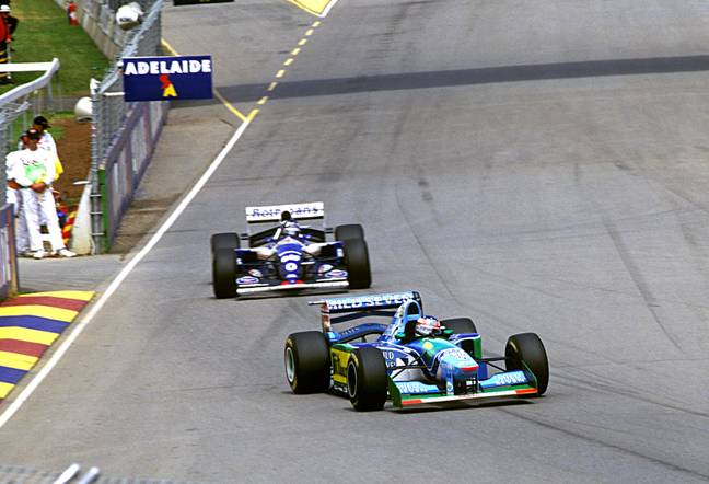 Schumacher leads Hill in 1994. Image: Alamy