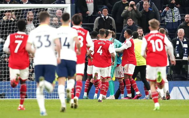 Arsenal fans understandably react angrily to the kick at Ramsdale. Image: Alamy