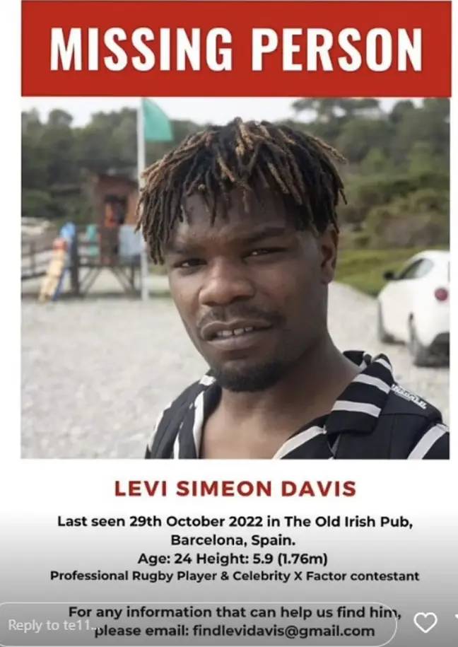 Missing posters have been put up asking for information on the whereabouts of Levi Davis. Credit: Instagram