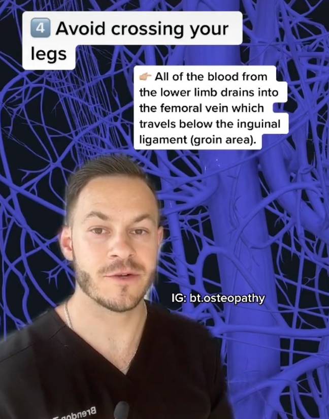  Brendon Talbot has warned against sitting with your legs crossed. Credit: TikTok/@btosteopathy