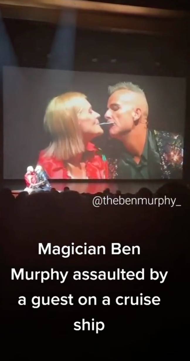 The audience member lunged for the magician on stage. Credit: thebenmurphy_/TikTok