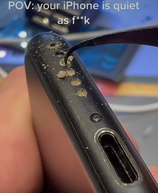 iPhone speakers can be a breeding ground for dirt. Credit: Facebook / iDoctoruk
