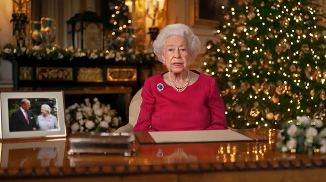 The Queen used her final Christmas speech in 2021 to speak of 'passing the baton' to the next generation. Credit: BBC