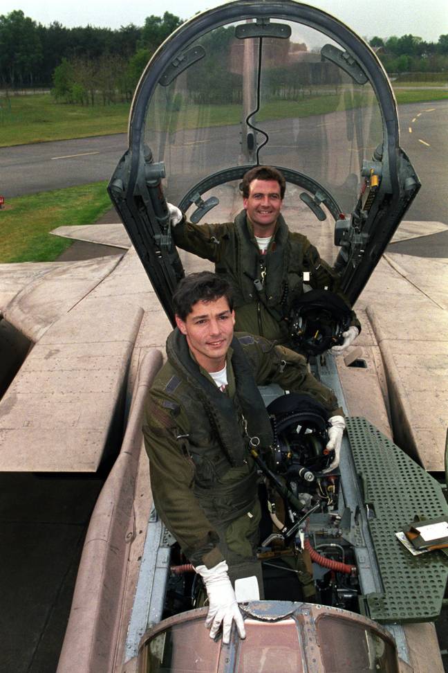 John Nichol and John Peters after completing their first flight together since being shot down. Credit: Alamy
