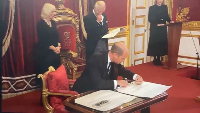 Lots of people commented on Prince William being left handed, and the contortions he had to make not to smudge the page. Credit: BBC