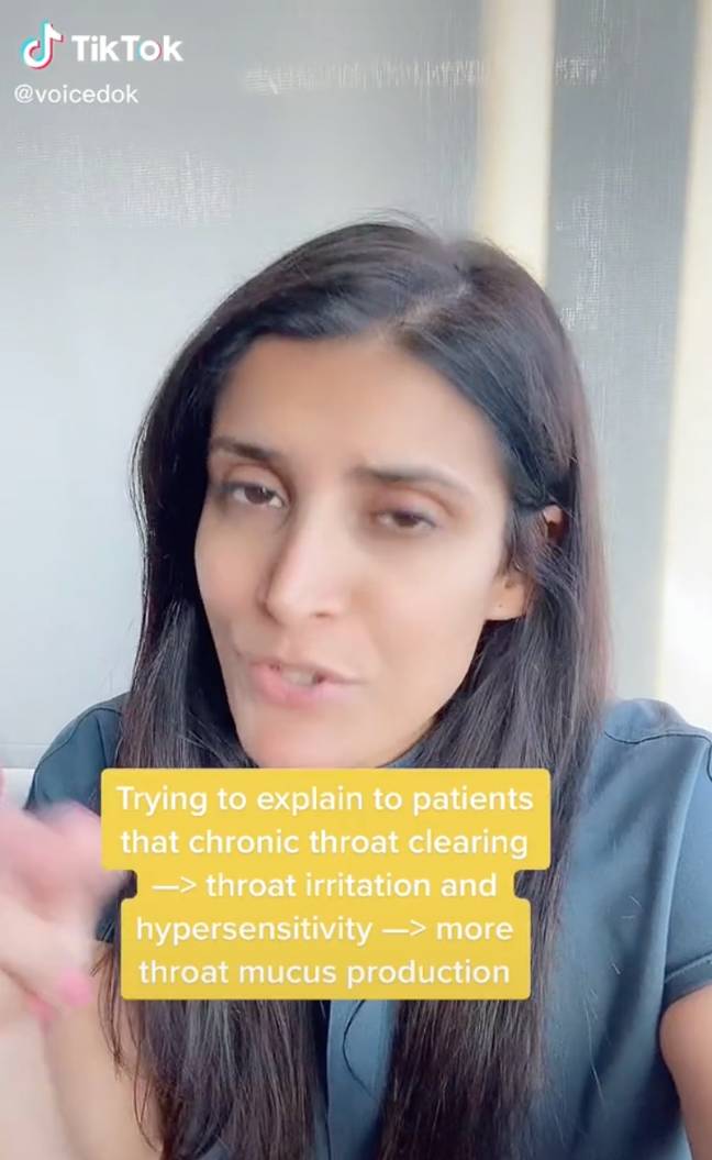 Clearing your throat allegedly leads to increased sensitivity. Credit: TikTok / @throatdoc
