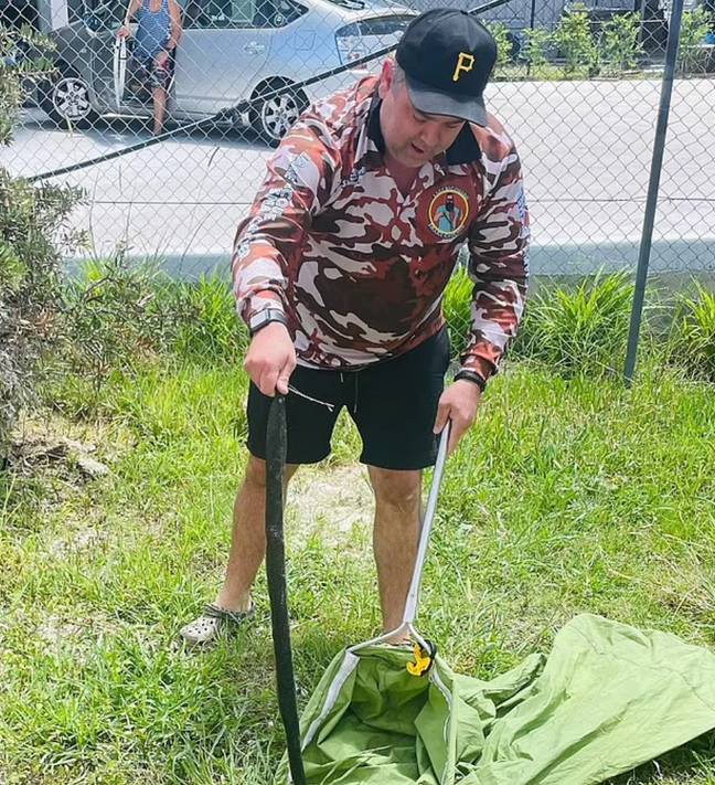 He said the customer was being a 'd**k'. Credit: Facebook/Lake Macquarie Snake Catcher