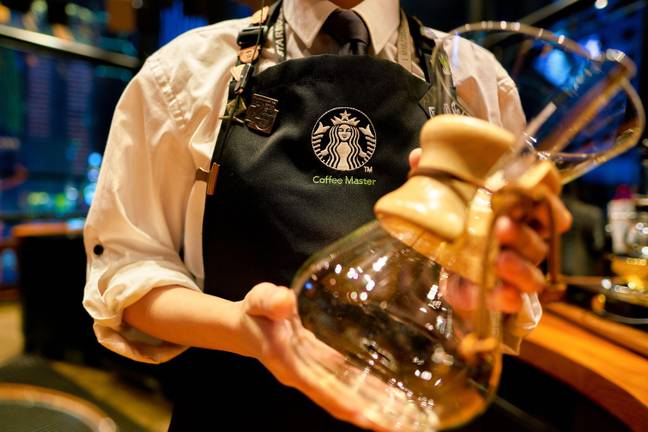 A special Starbucks black apron. Credit: Heorshe / Alamy Stock Photo